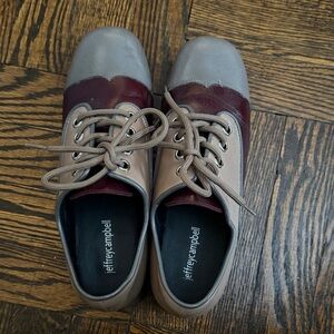 Jeffrey Campbell Gray and Burgundy Leather Oxfords